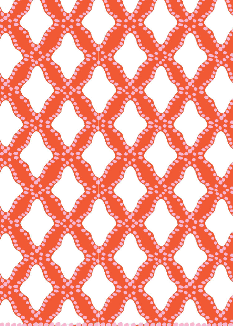 Coral and white geometric pattern