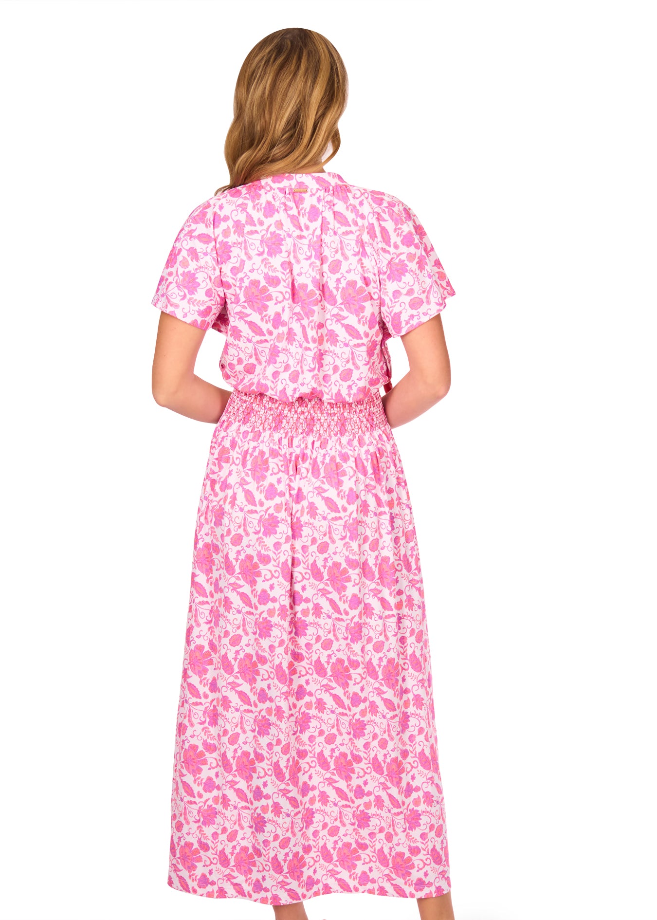 Back of woman in Provence Smocked Waist Maxi Dress