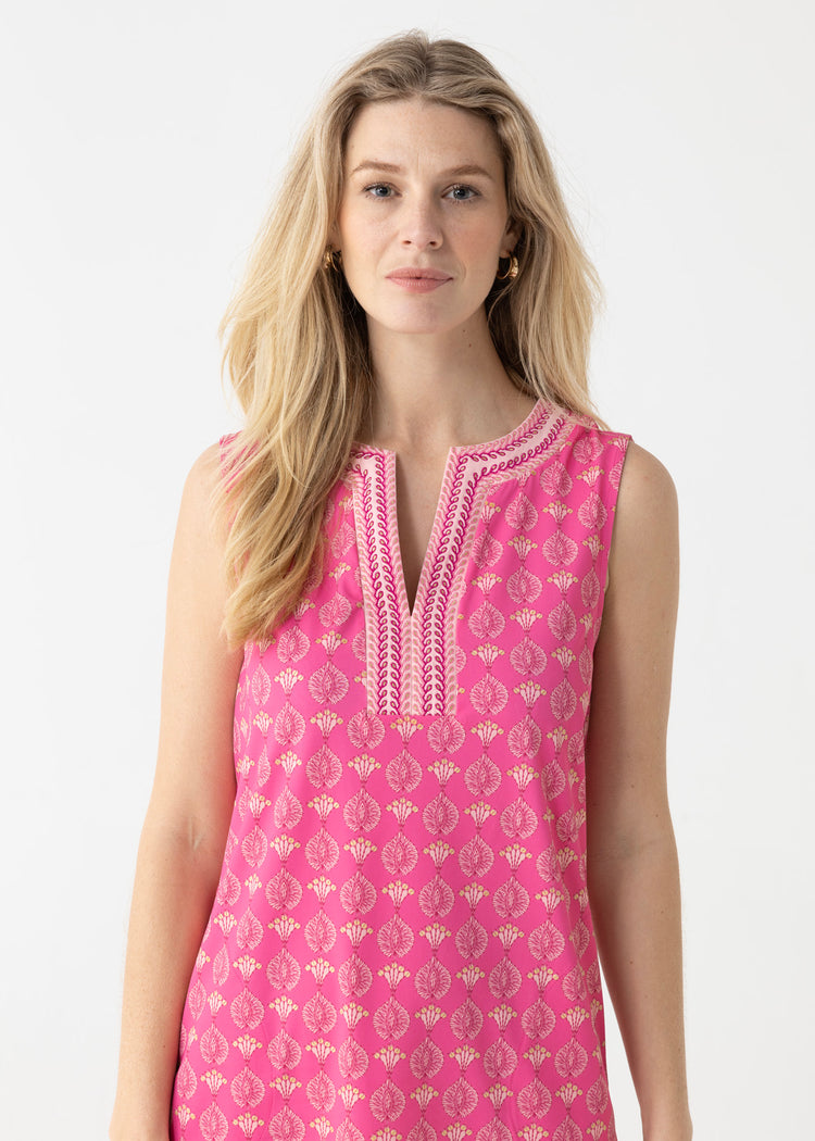Martha's Vineyard Metallic Embroidered Sleeveless Tunic Dress