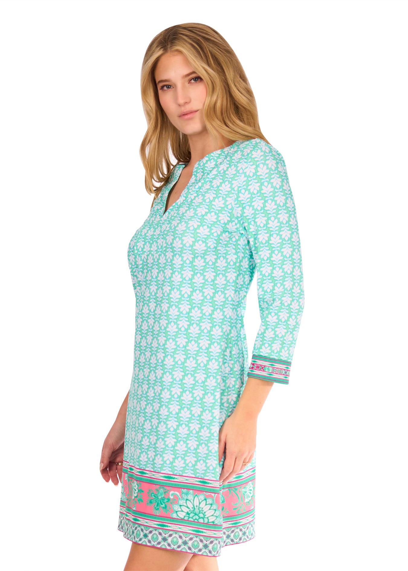 Side of woman in Cote d`Azur Tunic Dress
