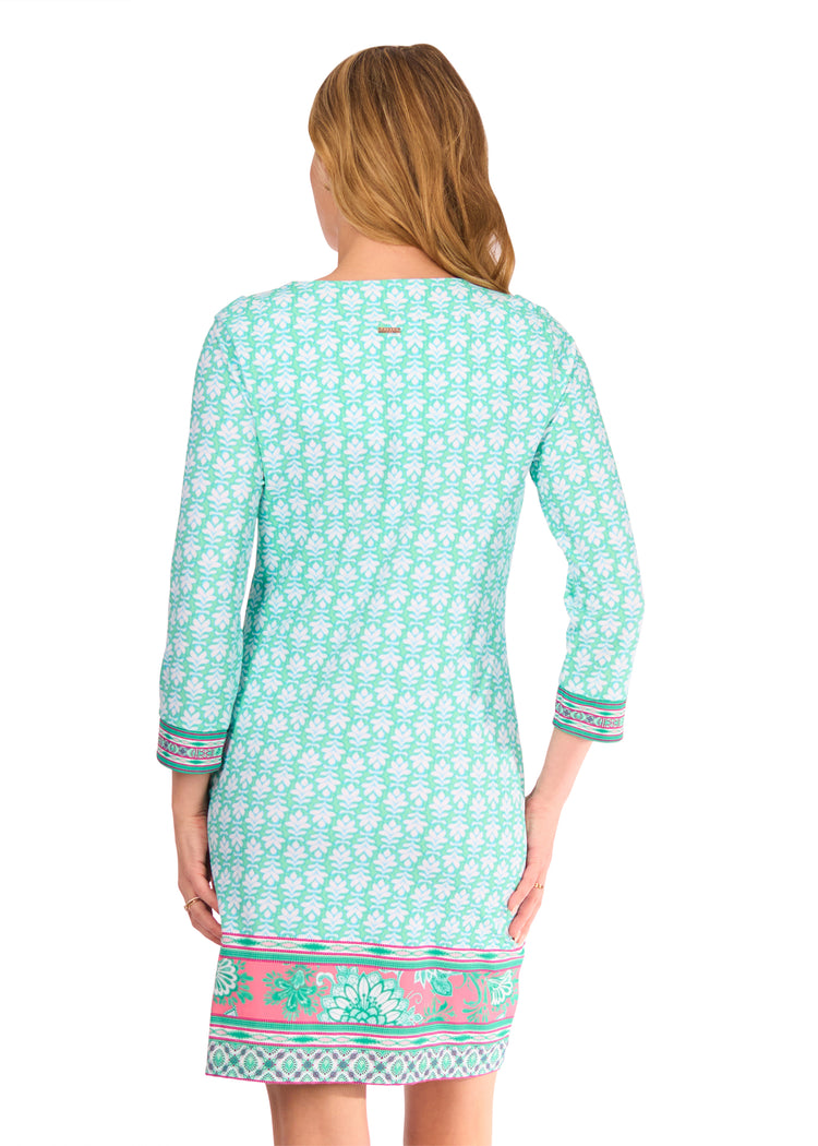 Back of woman in Cote d`Azur Tunic Dress
