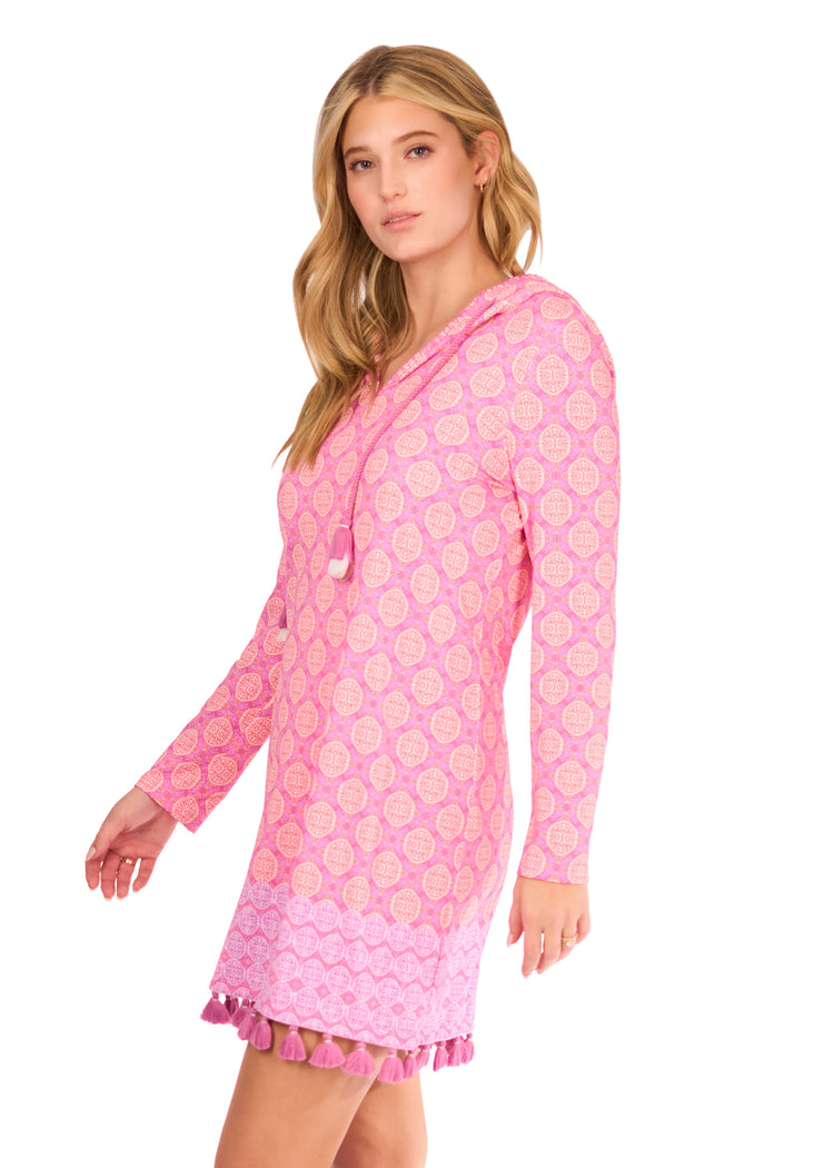 Side of woman in Provence Hooded Cover Up