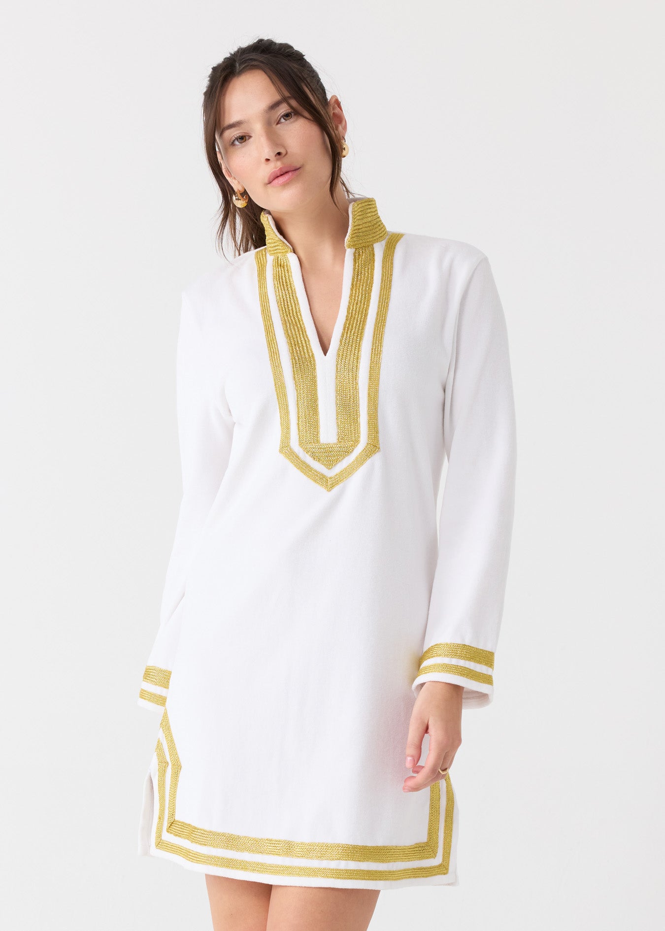 White/Gold Terry Tunic | Cabana Life