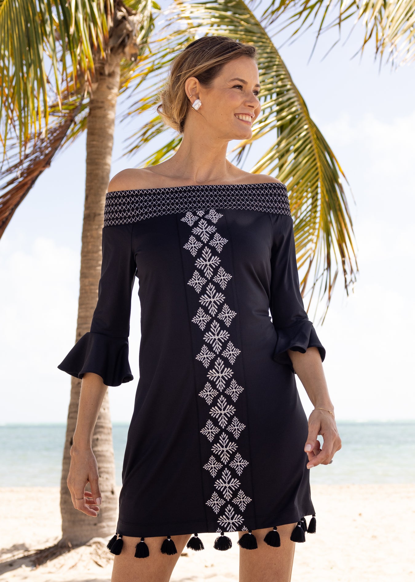 Black/Silver Metallic Off The Shoulder Dress Black/Silver Metallic Off The Shoulder Dress
