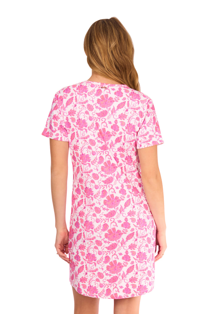 Back of woman in Provence Short Sleeve Tee Dress