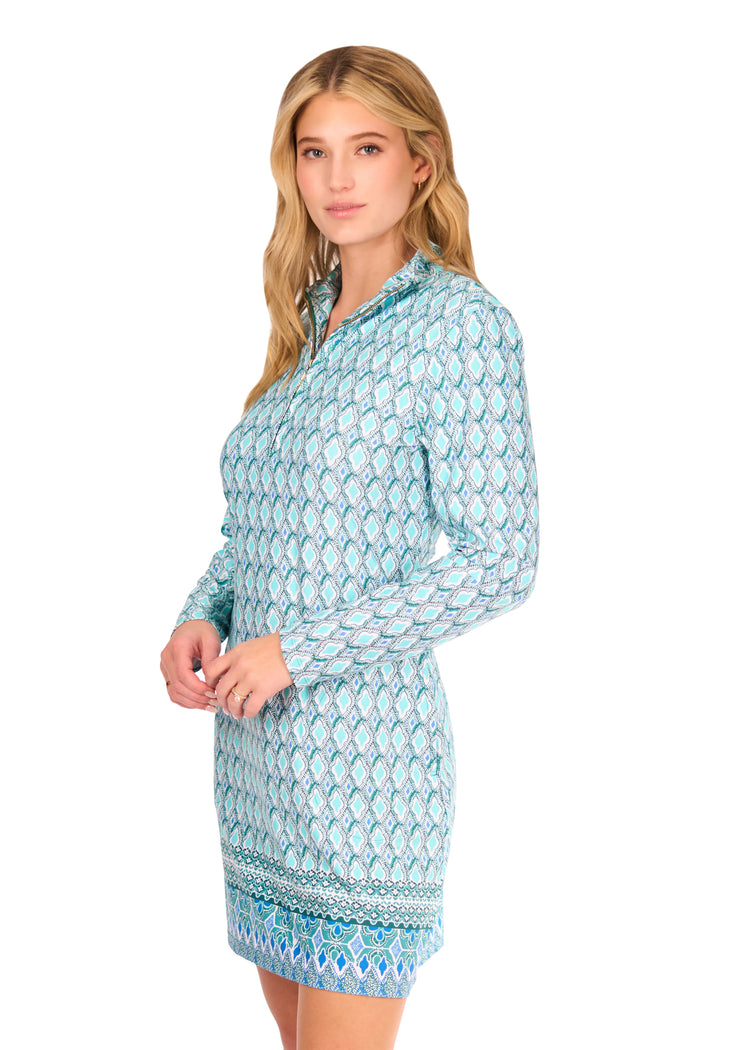 Side of woman wearing Amalfi Coast 1/4 Zip Sport Dress