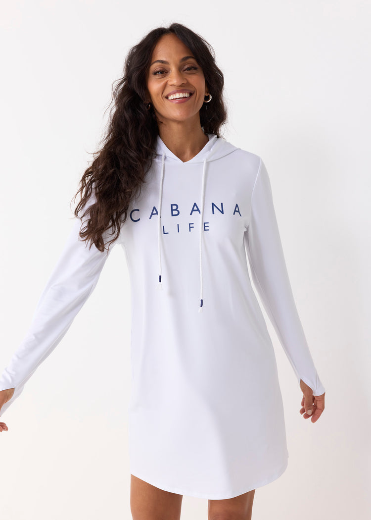 White Cabana Life Hoodie Dress