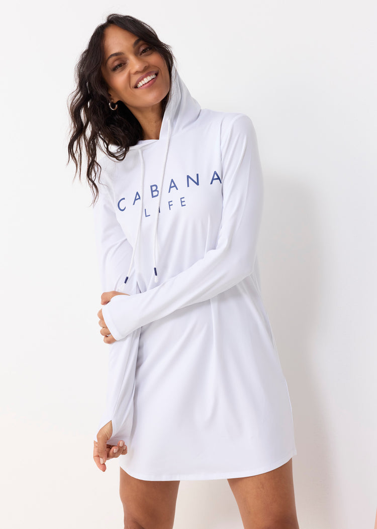White Cabana Life Hoodie Dress