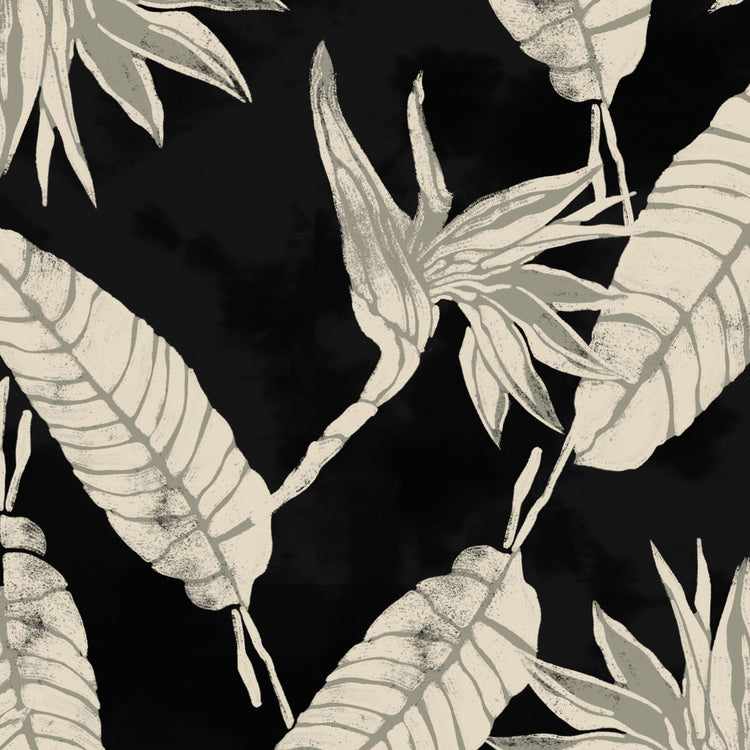 Tropical leaf pattern on a black background