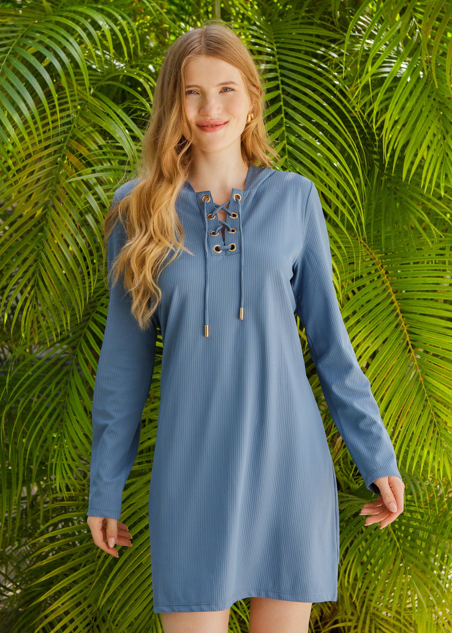 Cabana Life - Ribbed Hooded Cover Up - Blue