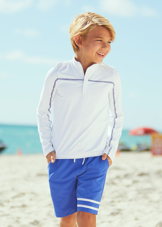 Boys White Zip Rashguard