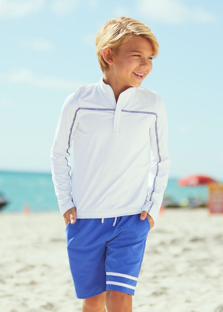 Boys White Sport Zip Top