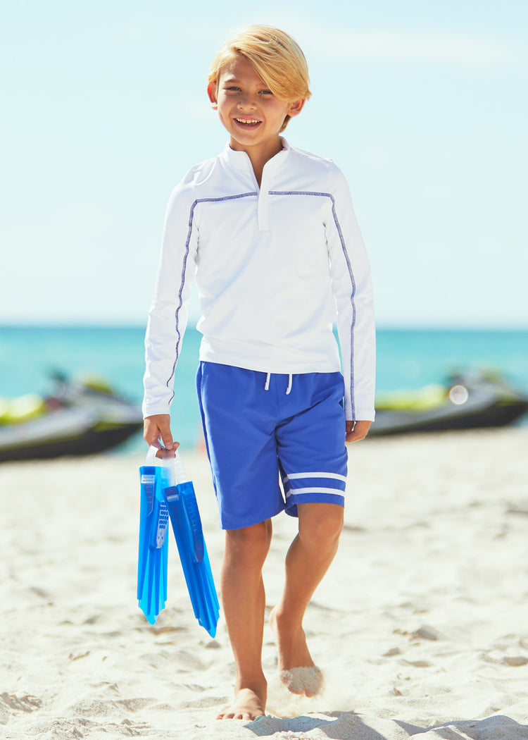 Boys White Sport Zip Top