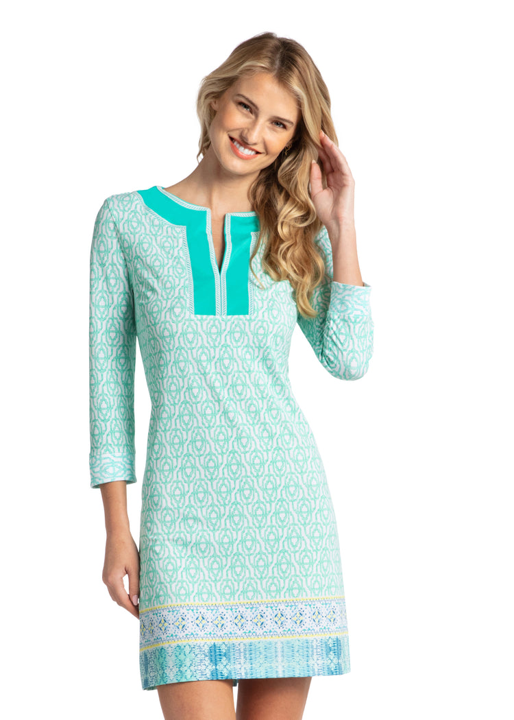 Woman wearing Coastal Cottage Tunic Dress