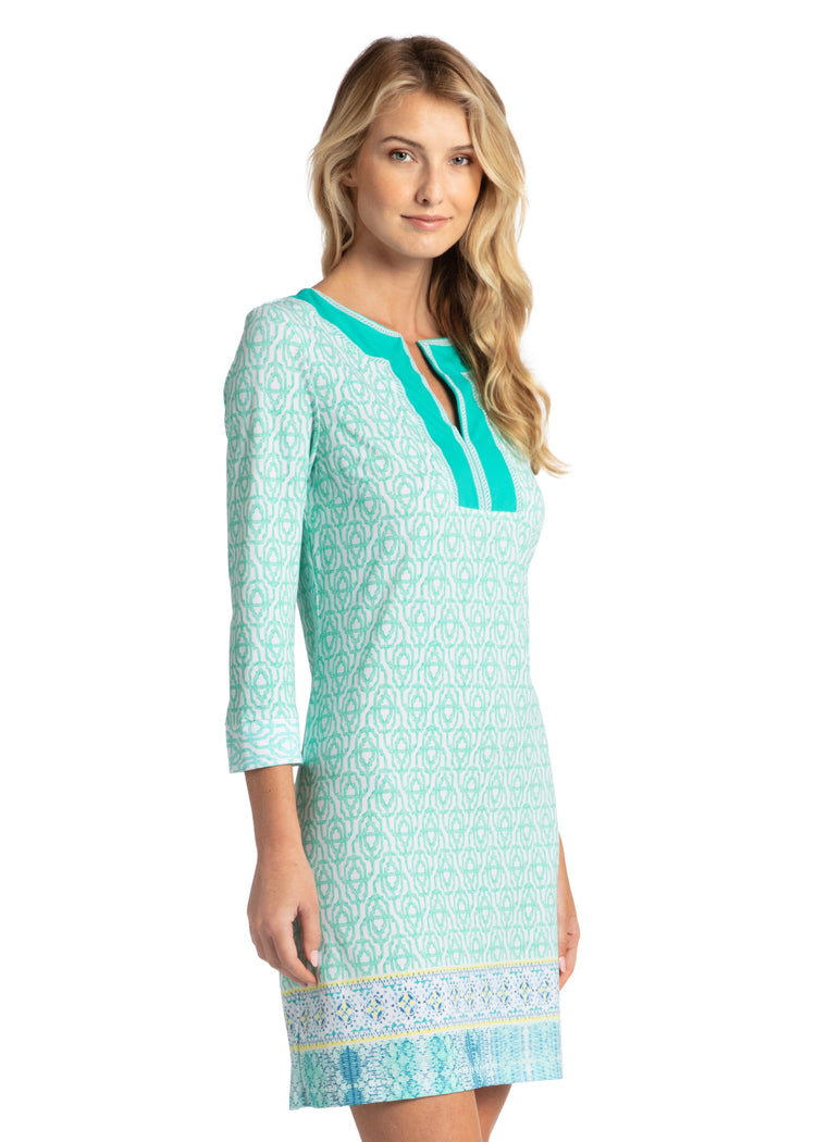 Woman wearing Coastal Cottage Tunic Dress