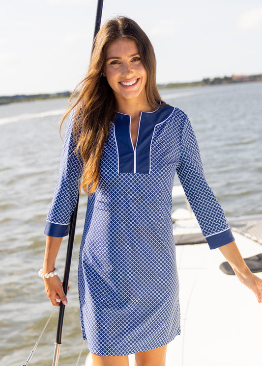 Woman wearing Nautical Tunic Dress