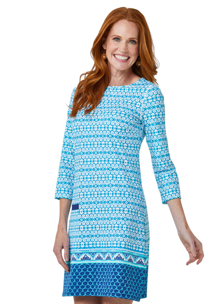 Woman in Aruba Blues Cabana Shift Dress