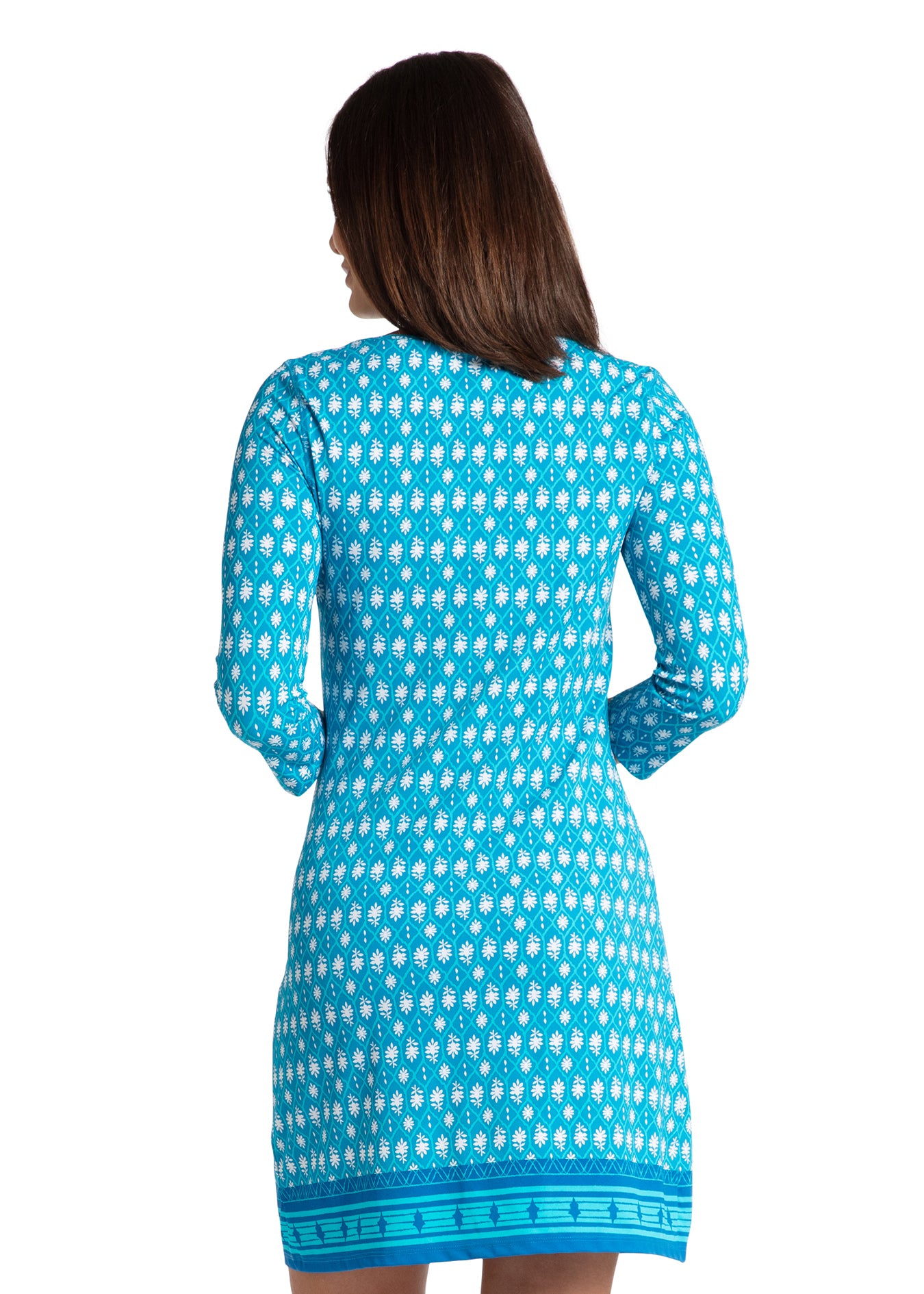 Woman wearing Palm Valley Cabana Shift Dress.