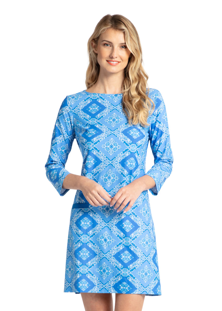 Woman wearing Windermere Cabana Shift Dress.