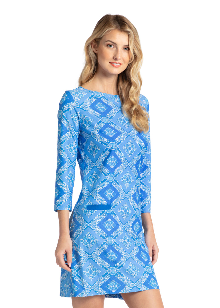 Woman wearing Windermere Cabana Shift Dress.
