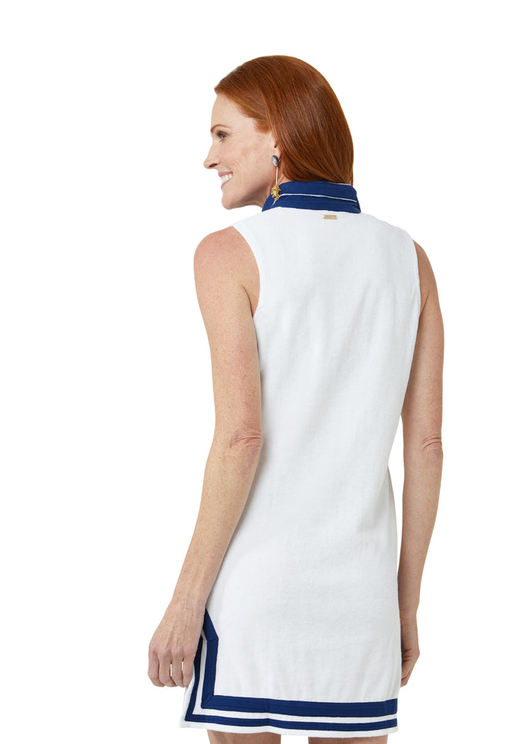 Woman wearing White Sleeveless Terry Tunic