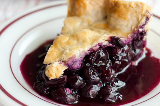 Close up of blueberry pie slice