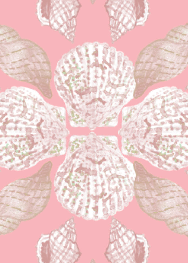 Seashell pattern on a pink background