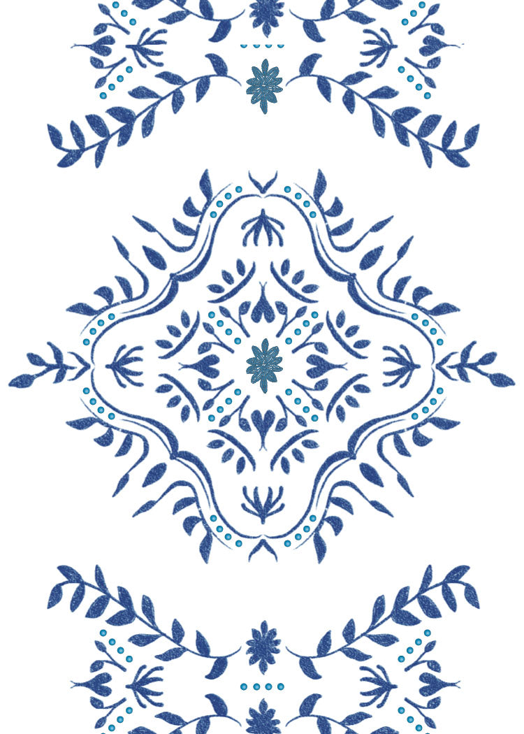 Decorative blue pattern on a white background