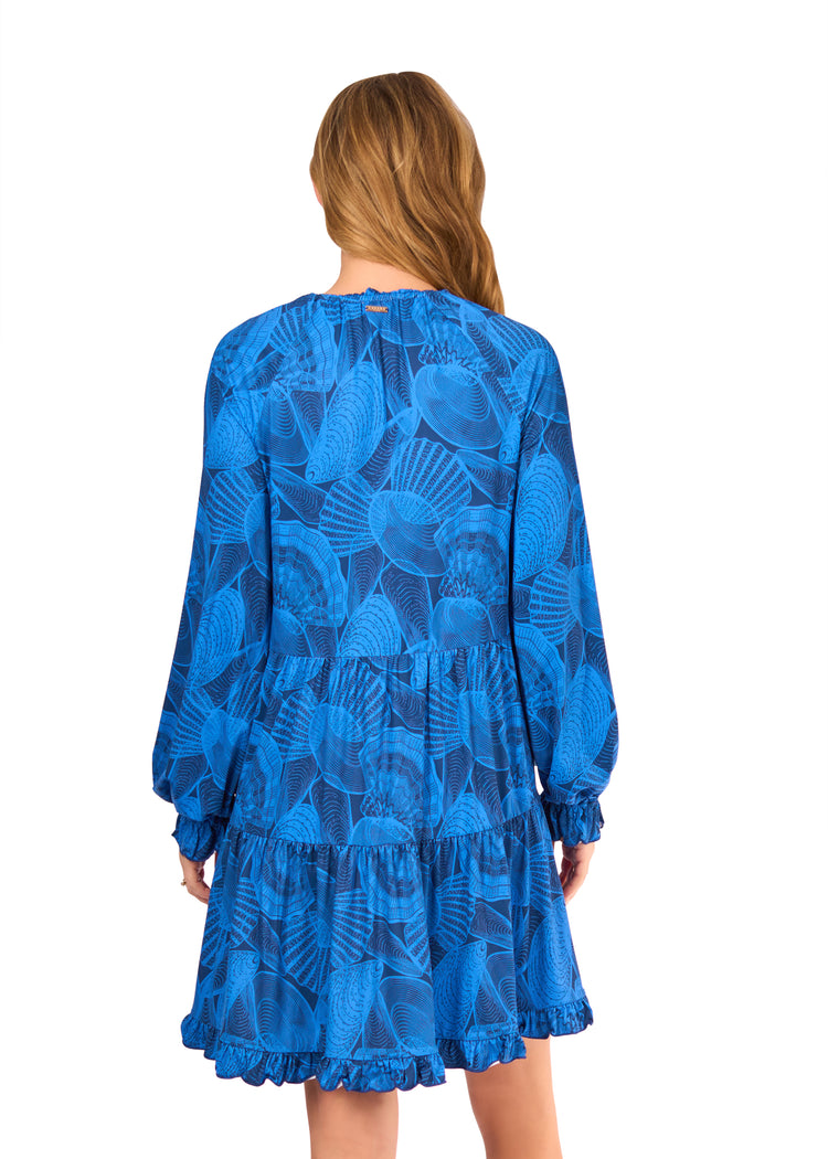 Back of woman wearing San Sebastian Tiered Ruffle Dress