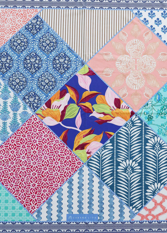 Patchwork scarf with all 2026 Cabana Life prints