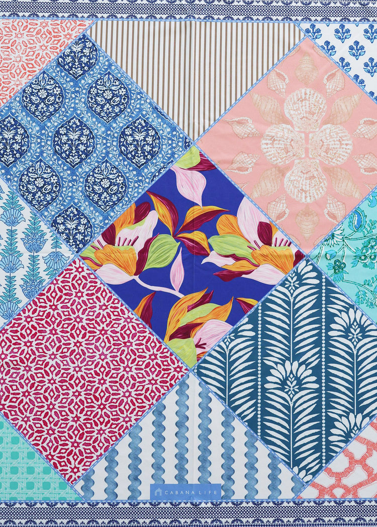 Patchwork scarf with all 2026 Cabana Life prints