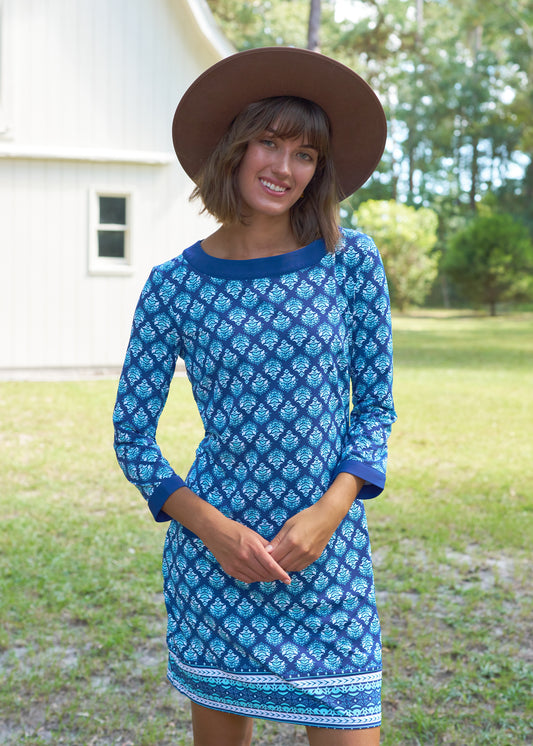 Woman wearing Kiawah Island Cabana Shift Dress
