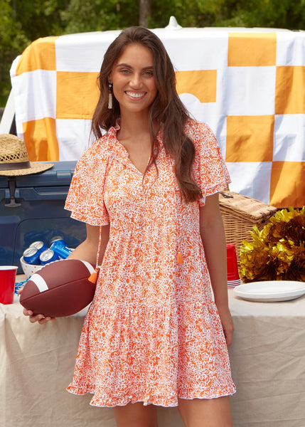 orange dress short Cora Orange Tie Back Mini Dress - US 10