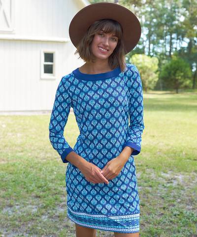 Woman wearing Kiawah Island Cabana Shift Dress