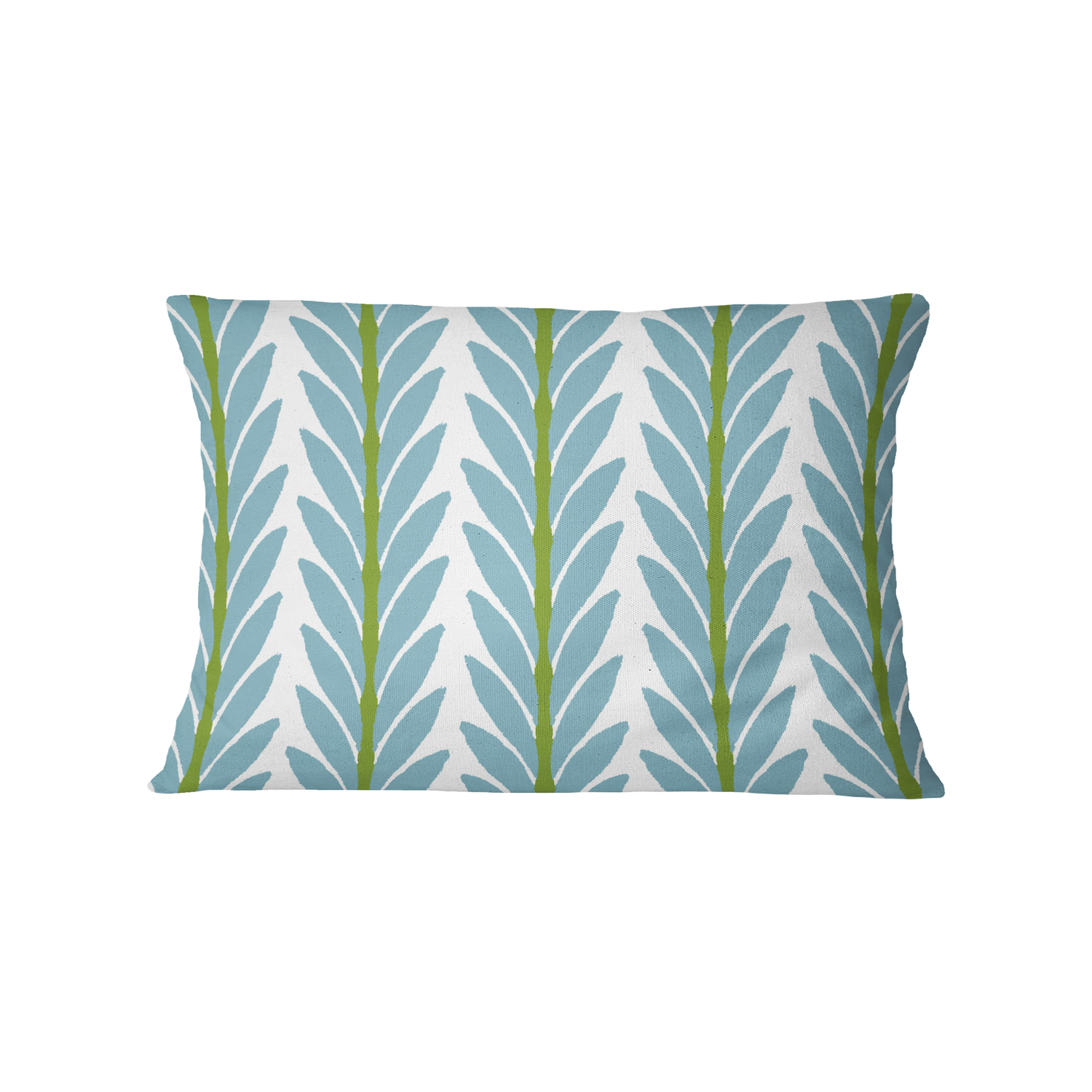 Decorative pillow with leaf pattern on a white background