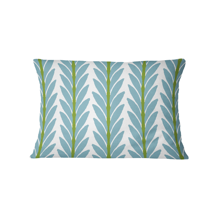 Decorative pillow with leaf pattern on a white background