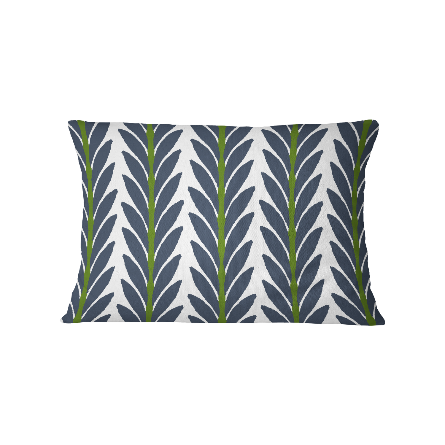 Decorative pillow with leaf pattern on a white background