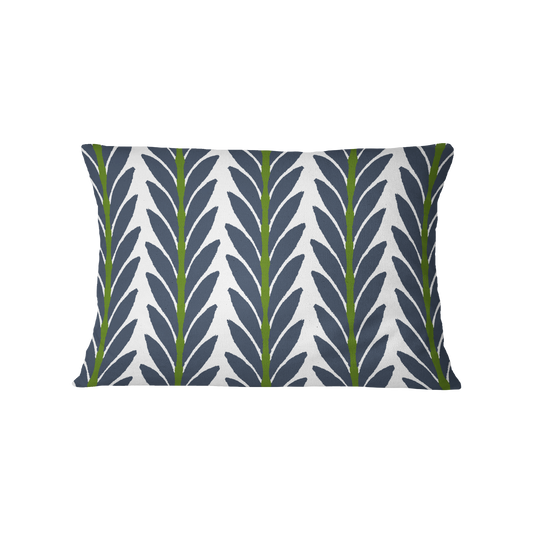 Decorative pillow with leaf pattern on a white background