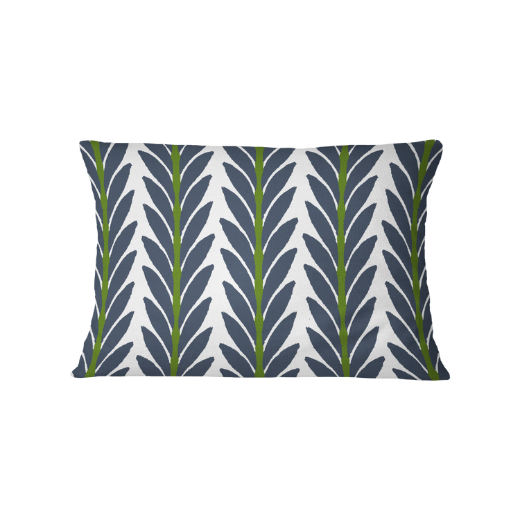 Decorative pillow with leaf pattern on a white background