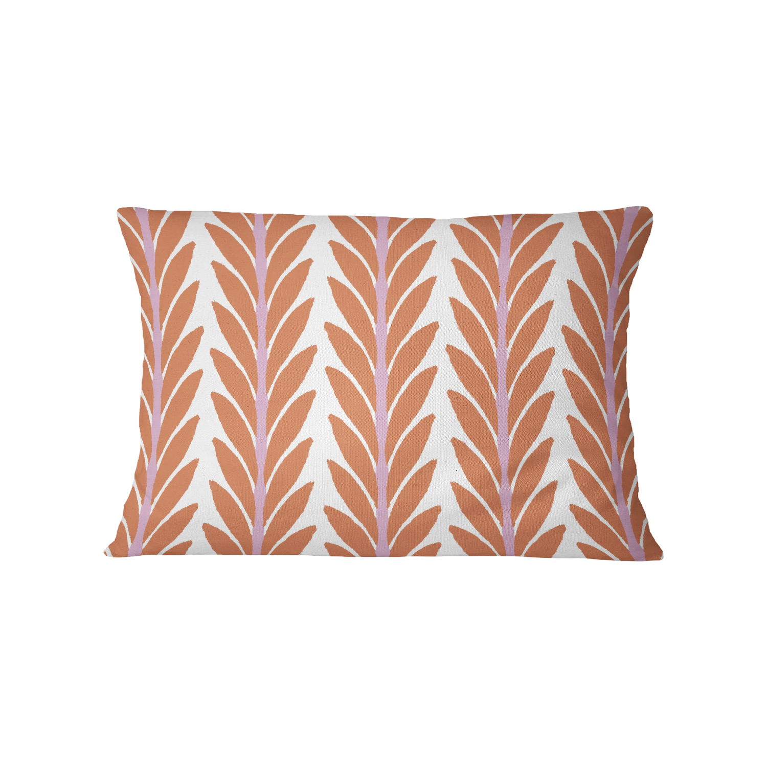 Decorative pillow with a leaf pattern on a white background