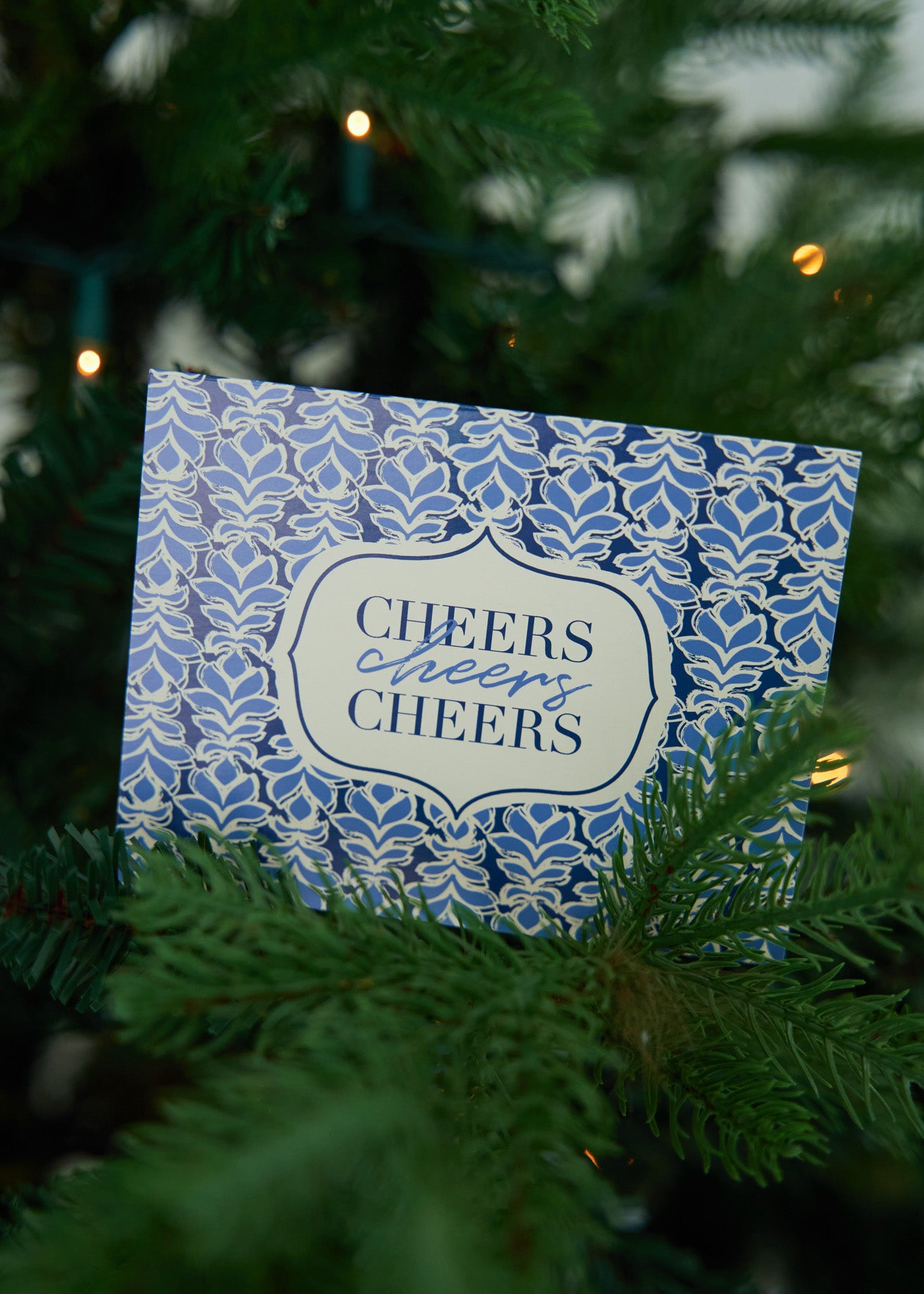 Cheers Cheers Cheers Card on Christmas Tree