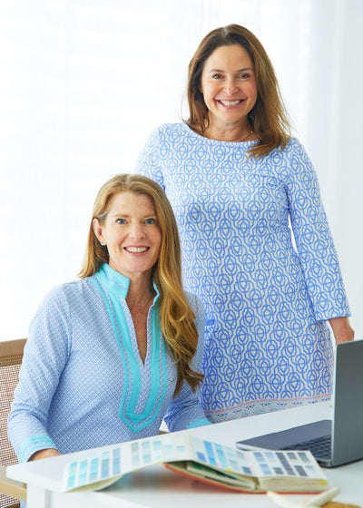 Cabana Life Founder wearing Lake Como Tunic Dress and Co-Founder Wearing Lake Como Cabana Shift Dress