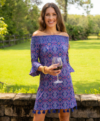 Woman wearing Seattle Off The Shoulder Dress