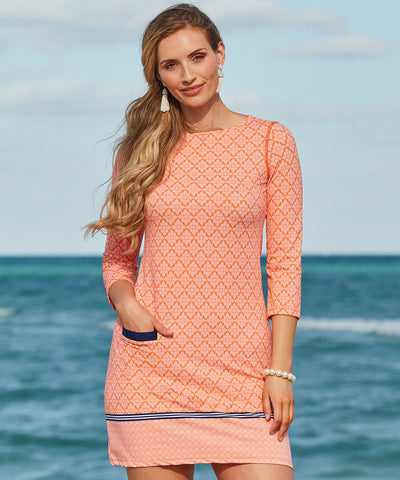 Woman wearing Fisher Island Cabana Shift Dress