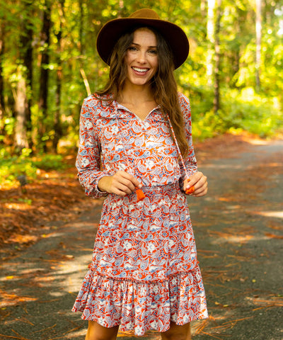 Woman wearing Savannah Ruffle Dress