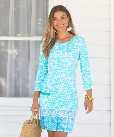 Woman wearing Coastal Cottage Cabana Shift Dress