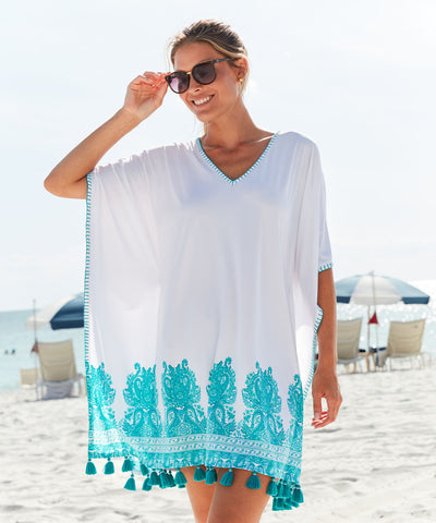 Woman wearing St. Pete Embroidered Cover Up