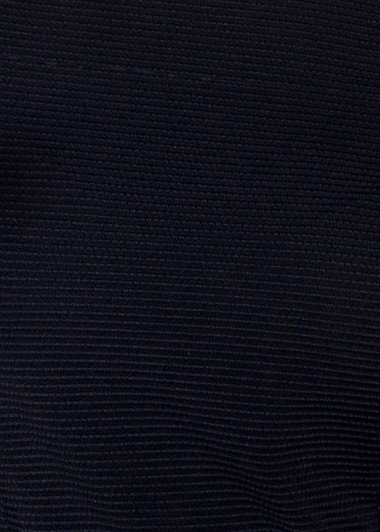 Close-up of a black ribbed knit fabric texture.