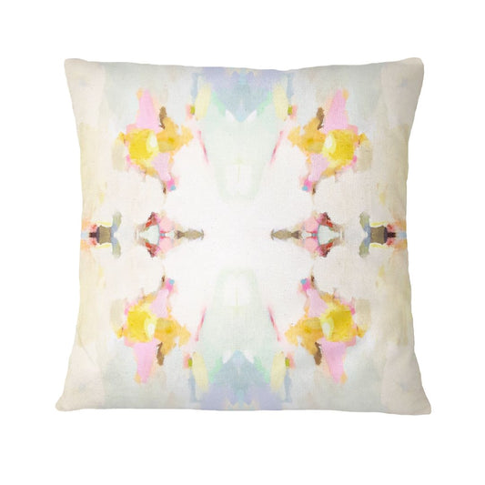 Decorative pillow with colorful abstract pattern on a white background