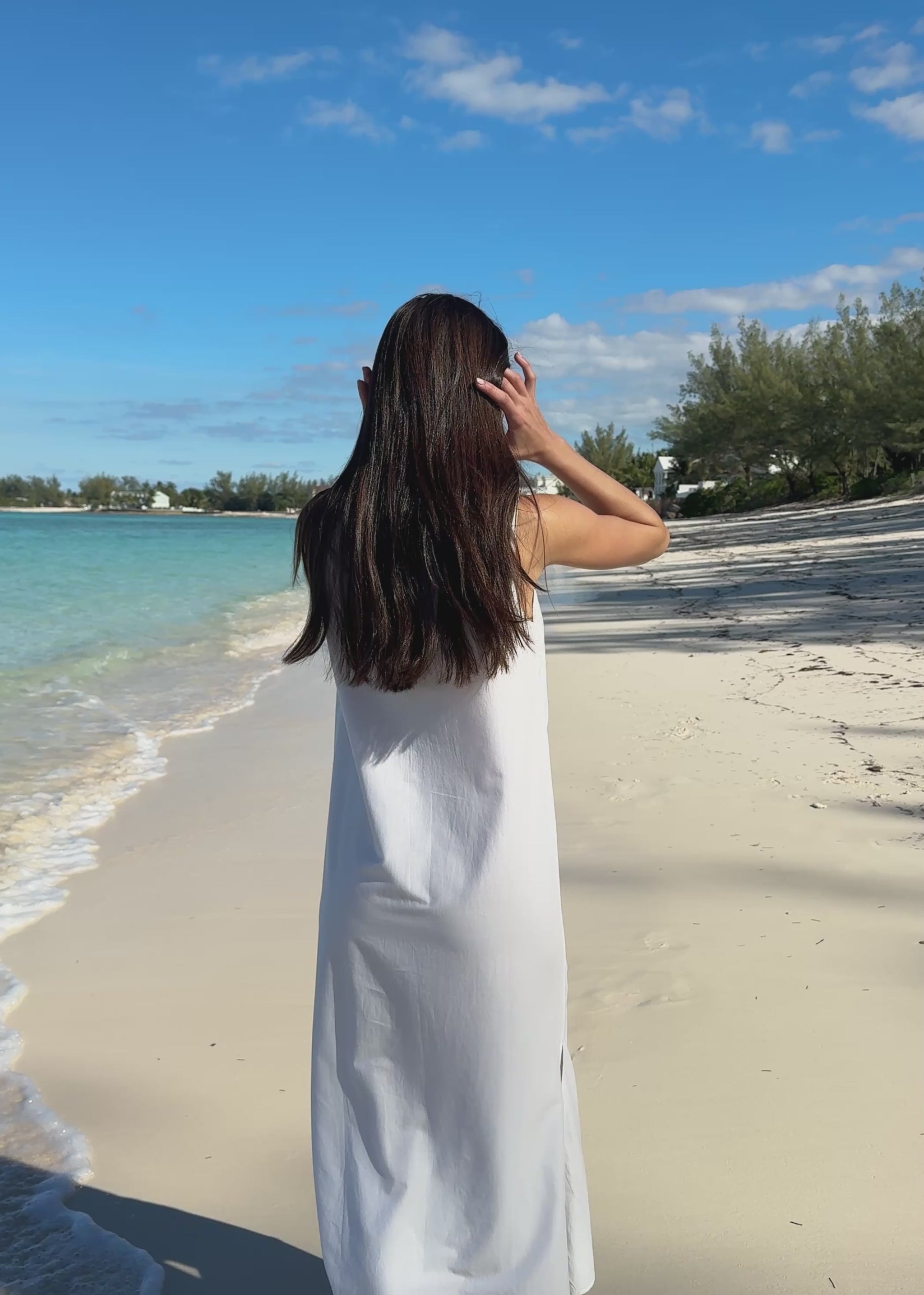 Video of White Side Slit Maxi Dress